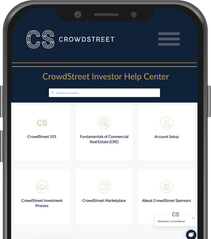 CrowdStreet Real Estate Investor help center mobile