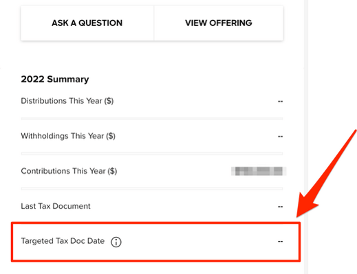 indicating targeted tax doc date