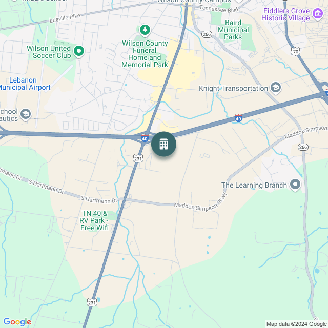 Map of Alligood Industrial Park, a Industrial real estate investment opportunity in Lebanon, TN listed on the CrowdStreet Marketplace. 