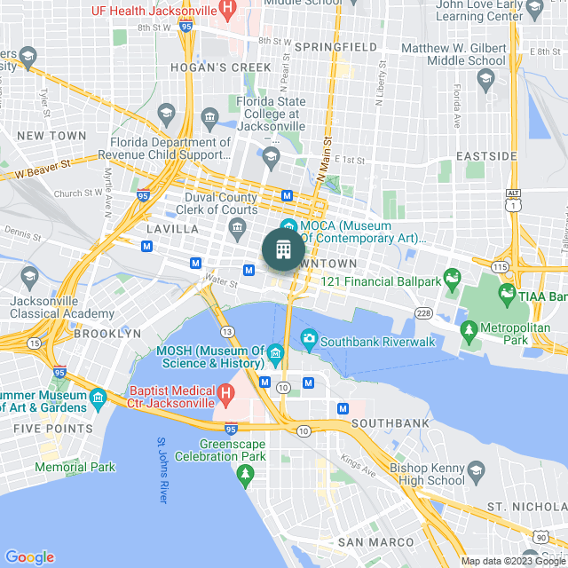 Map of Wells Fargo Center Jacksonville, a Office real estate investment opportunity in Jacksonville, FL listed on the CrowdStreet Marketplace. 