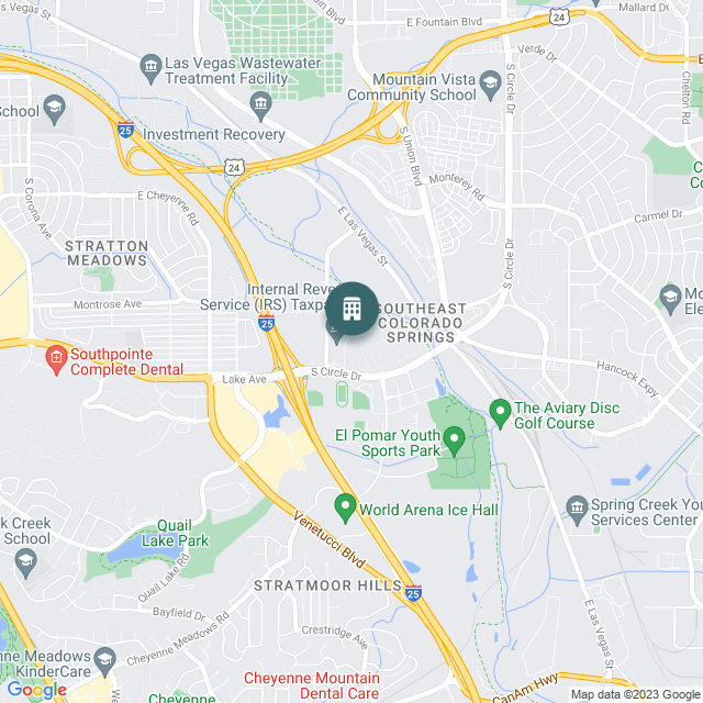 Map of Ecotel Colorado Springs, a Hotel / Hospitality real estate investment opportunity in Colorado Springs, CO listed on the CrowdStreet Marketplace. 