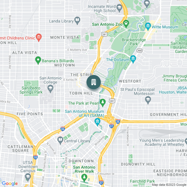 Map of LYND Living at The Josephine, a Multifamily real estate investment opportunity in San Antonio, TX listed on the CrowdStreet Marketplace. 