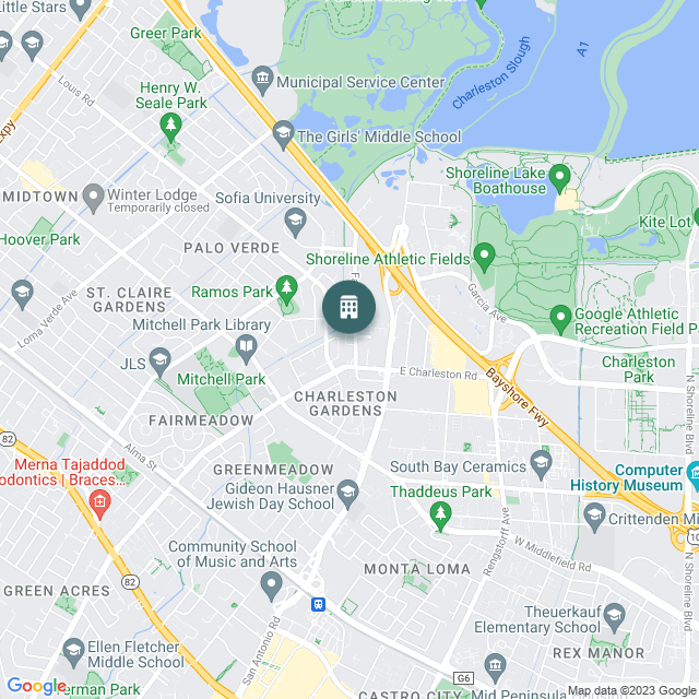Map of Fabian Labs, Palo Alto, a Flex R&D real estate investment opportunity in Palo Alto, CA listed on the CrowdStreet Marketplace. 
